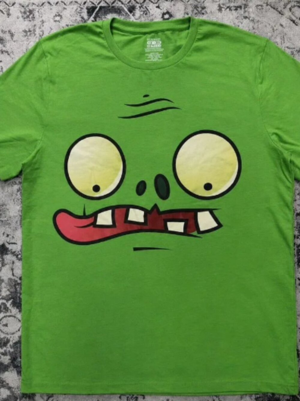 Green Cartoon Face Graphic T-Shirt